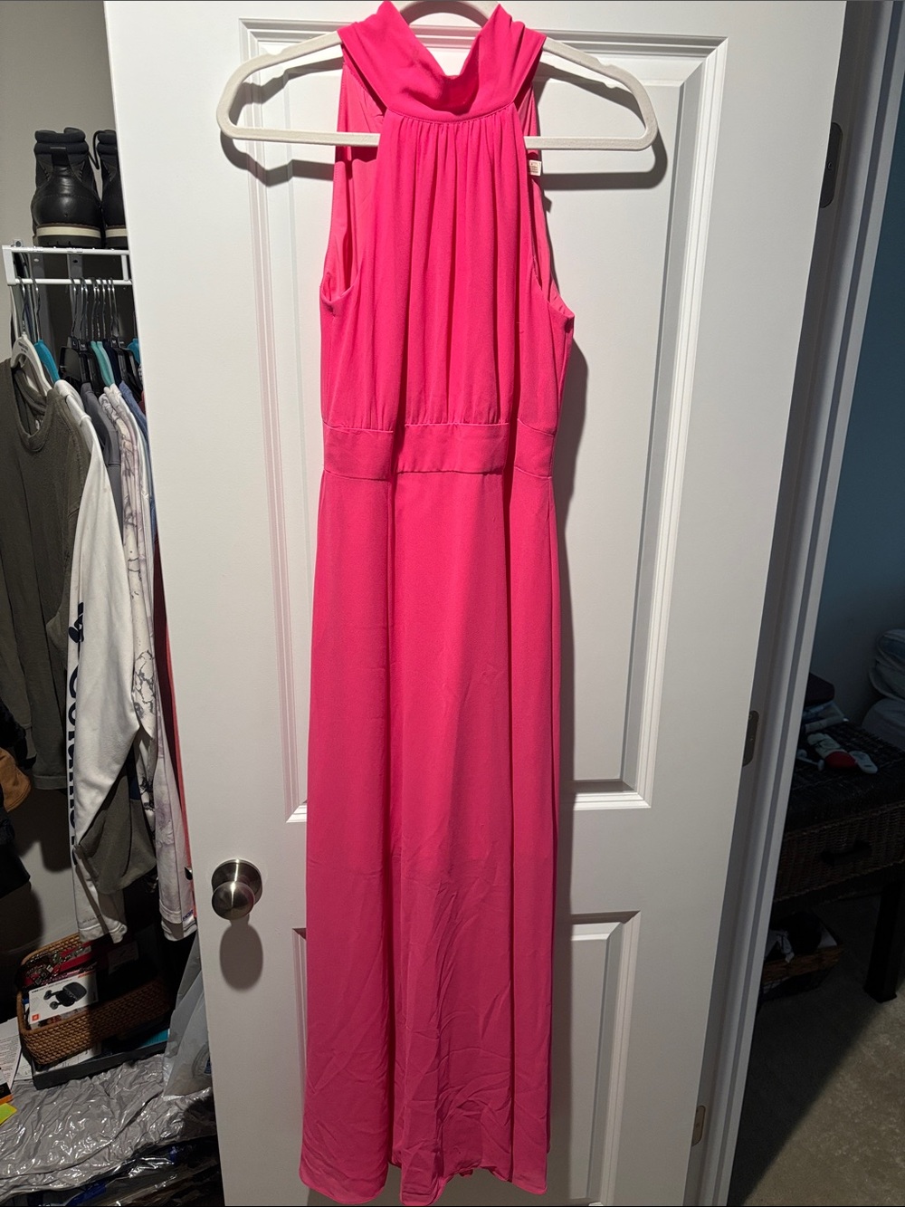 Eliza J Hot Pink Halter Maxi Dress
